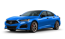 2023 TLX Type S PMC in Long Beach Blue Pearl, 3/4 front view