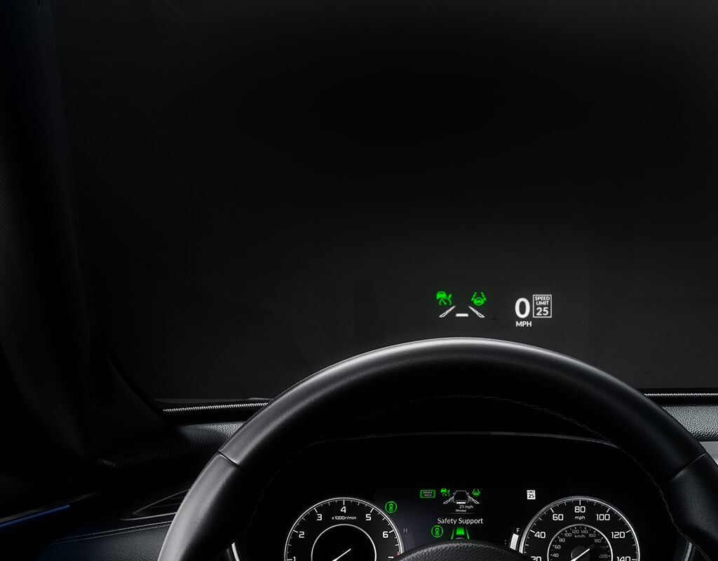  Interior Windshield Display View and Steering Wheel of 2023 Acura TLX Sedan