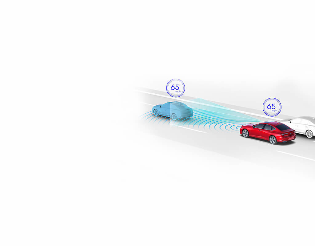 2023 Red Acura TLX Sedan with Adaptive Cruise Control Safety Diagram